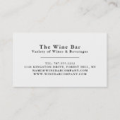 白黒ボトル、ワインバー/ワイナリー 名刺 (裏面)