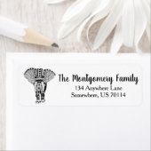 白黒ボヘミアンエレファントファミリー ラベル (インサイチュ)