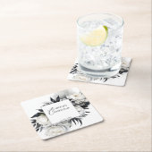 白黒ボホの結婚食器テンプレート スクエアペーパーコースター (インサイチュ)