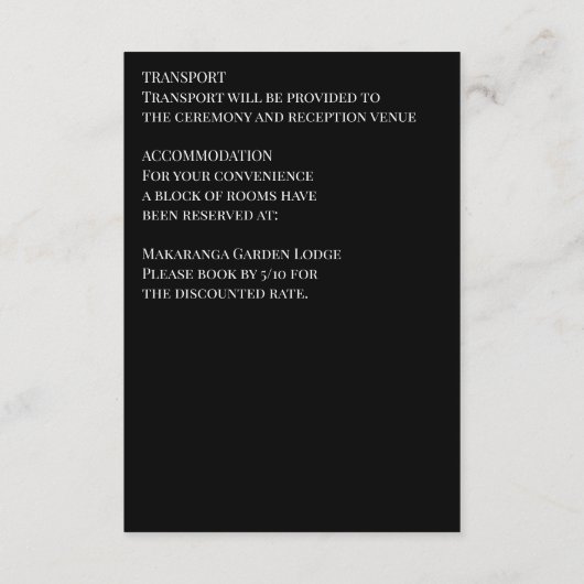 白黒ボホエレガントの結婚詳細 エンクロージャーカード (裏面)