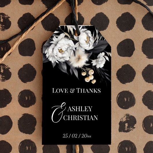 白黒ボホエレガント結婚式の引き出物 ギフトタグ