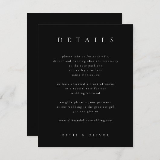 白黒ボホエレガント詳細結婚ズモダン エンクロージャーカード (正面/裏面)