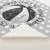 白黒ボホバスケットボールコート私の幸せな場所 シェルパブランケット (3/4)