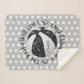 白黒ボホバスケットボールコート私の幸せな場所 シェルパブランケット (正面(横))