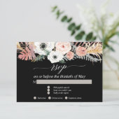 白黒ボホパンパスグラストロピカルフローラRSVP 出欠カード (スタンド正面)