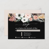 白黒ボホパンパスグラストロピカルフローラRSVP 出欠カード (正面/裏面)