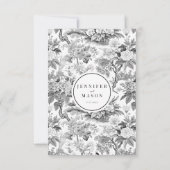 白黒ボホフローラウェディングRSVPカード 出欠カード (裏面)