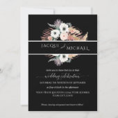 白黒ボホフローラパーム葉パンパスグラス 招待状 (正面)