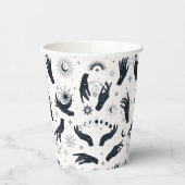 白黒ボホムーン神秘的な手のパターン 紙コップ (左)