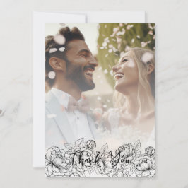 白黒ボホモダンフローラエレガント写真 サンキューカード