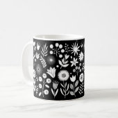 白黒ボホワイルドフラワー コーヒーマグカップ (正面左)
