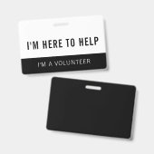 白黒ボランティアバッジへ救済のここ バッジ (正面&裏面)