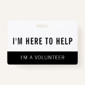 白黒ボランティアバッジへ救済のここ バッジ (正面)