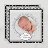 白黒ボーイズ写真《キリスト教》洗礼式や命名式 招待状 (正面/裏面)