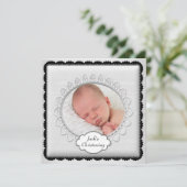 白黒ボーイズ写真《キリスト教》洗礼式や命名式 招待状 (スタンド正面)