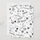 白黒ボーイナンバー13歳バースデーパーティー 招待状 (裏面)