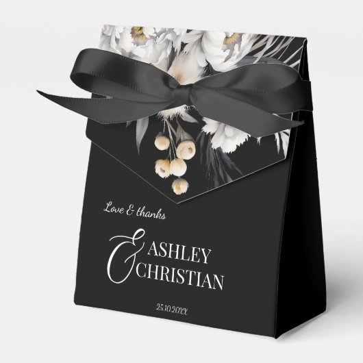 白黒ボーエレガントホ結婚式の引き出物 フェイバーボックス (正面サイド)