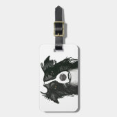 白黒ボーダーコリーの荷物のラベル ラゲッジタグ (正面縦)