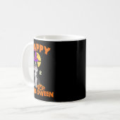 白黒ボーダーコリー魔法使いハッピー コーヒーマグカップ (正面左)