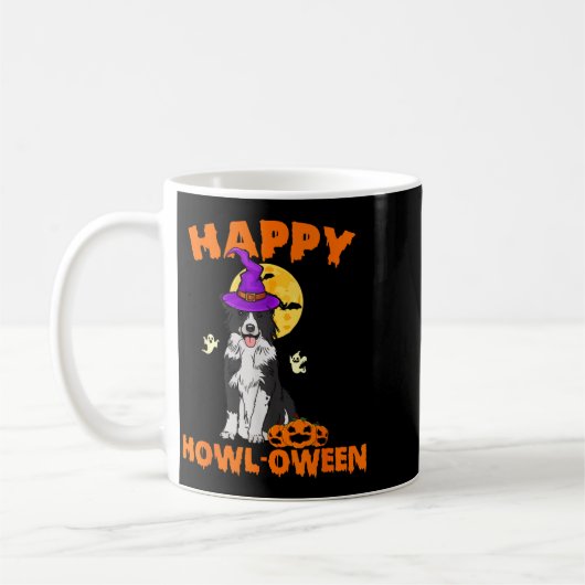 白黒ボーダーコリー魔法使いハッピー コーヒーマグカップ (左)