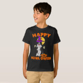 白黒ボーダーコリー魔法使いハッピー Tシャツ (正面フル)