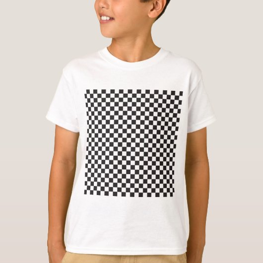 白黒ボード市松模様にチェック Tシャツ (正面)