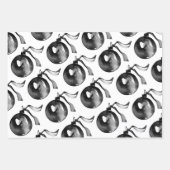 白黒ボールオーナメント及びリボン ラッピングペーパーシート (正面)