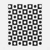 白黒ボール正方形の円の幾何学的パターン フリースブランケット (正面)