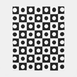 白黒ボール正方形の円の幾何学的パターン フリースブランケット