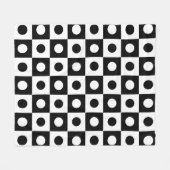 白黒ボール正方形の円の幾何学的パターン フリースブランケット (正面(横))