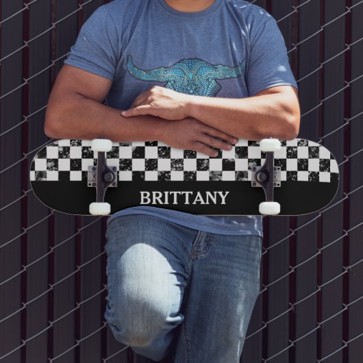 白黒ボー市松模様にド スケートボード (室外3)