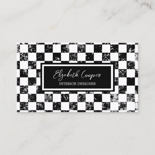 白黒ボー市松模様にド 名刺 (正面)