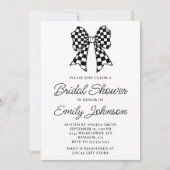 白黒ボー市松模様にブライダルシャワー 招待状 (正面)