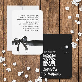 白黒ボー結婚ズのギフト登録の詩QRカード サンキューカード