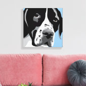 白黒ポインタードッグポートレート キャンバスプリント (インサイチュ (リビング))