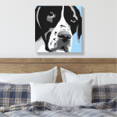 白黒ポインタードッグポートレート キャンバスプリント (インサイチュ (寝室))
