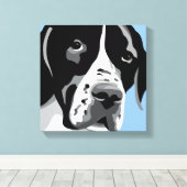 白黒ポインタードッグポートレート キャンバスプリント (インサイチュ (ウッドフロア))
