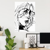 白黒ポスターの女性 ポスター (ホームオフィス)