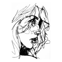 白黒ポスターの女性