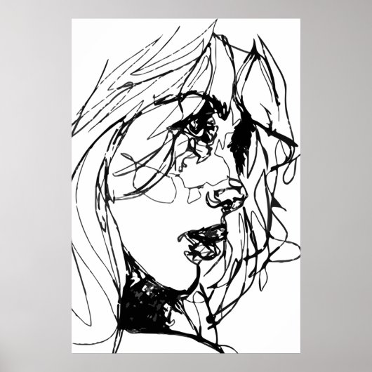 白黒ポスターの女性 ポスター (正面)