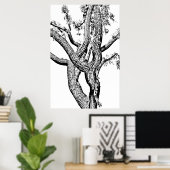 白黒ポスターアートの曲線樹 ポスター (ホームオフィス)