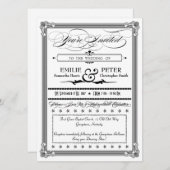 白黒ポスタースタイル結婚式招待状 招待状 (正面/裏面)