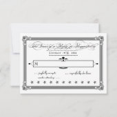 白黒ポスタースタイル結婚式RSVP 出欠カード (裏面)