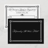 白黒ポスタースタイル結婚式RSVP 出欠カード (正面/裏面)