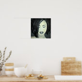 白黒ポスタースマイル、ブリス、真理キムバ ポスター (キッチン)