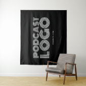 白黒ポッドキャモダンストのロゴ タペストリー (インサイチュ)