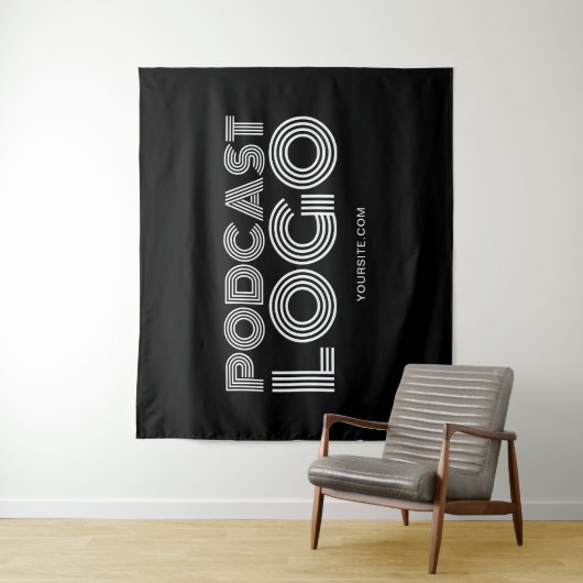 白黒ポッドキャモダンストのロゴ タペストリー (インサイチュ)