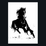 白黒ポップ・アートのアランニングートの馬のシルエット ポスター<br><div class="desc">白黒ポップ・アートのアランニングートの馬のシルエット/デジタル動物/馬アート – 馬の頭のアートワーク</div>