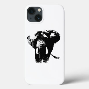 白黒ポップ・アートのアートエレファント iPhone 13ケース