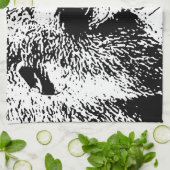 白黒ポップ・アートのアートゴリラ キッチンタオル (折り畳み)